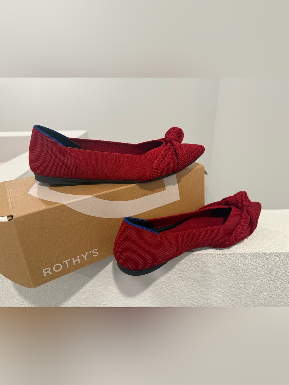Rothy's Red Knot-Front Pointed Ballet Flats